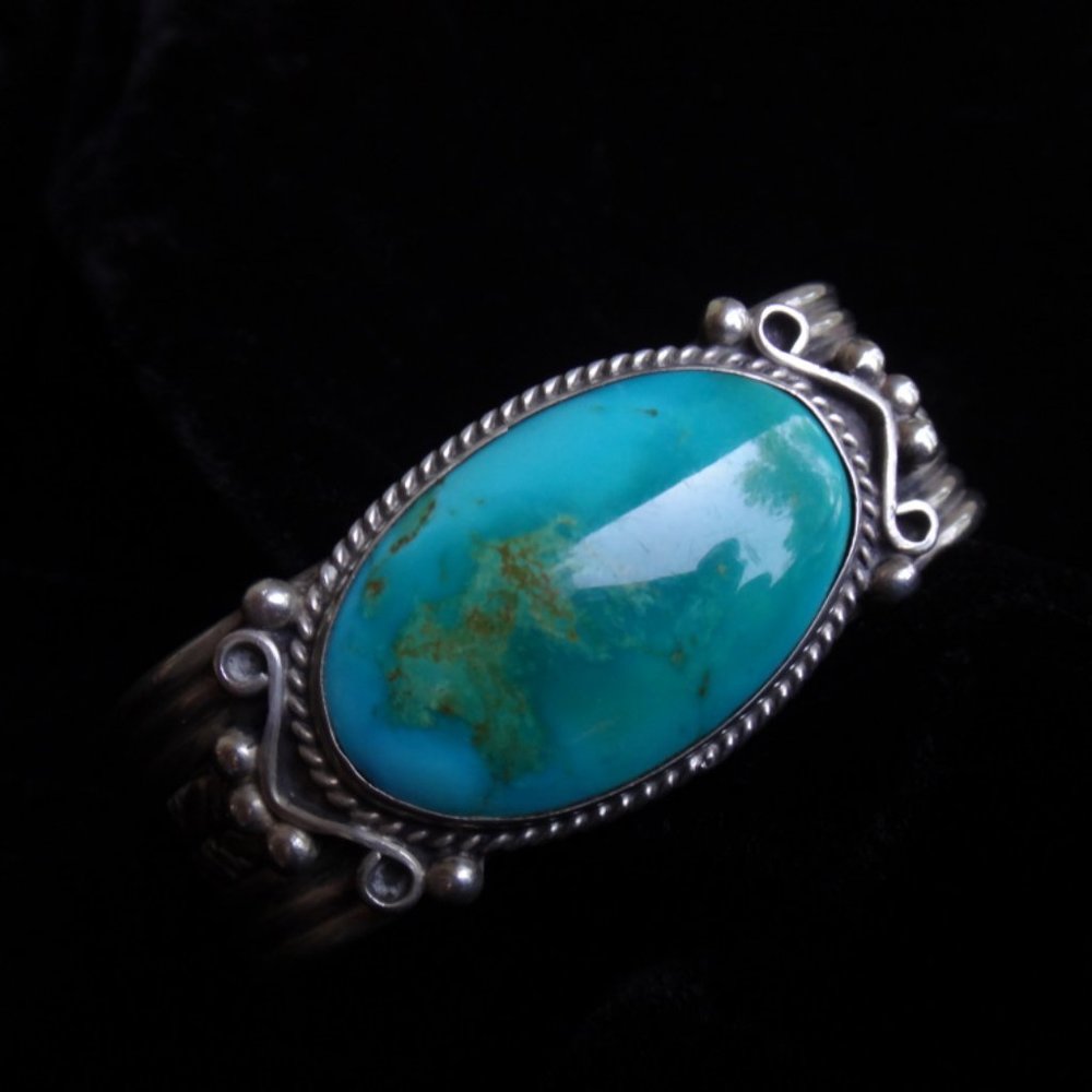 Native American Cuff Bracelet, Bisbee Turquoise